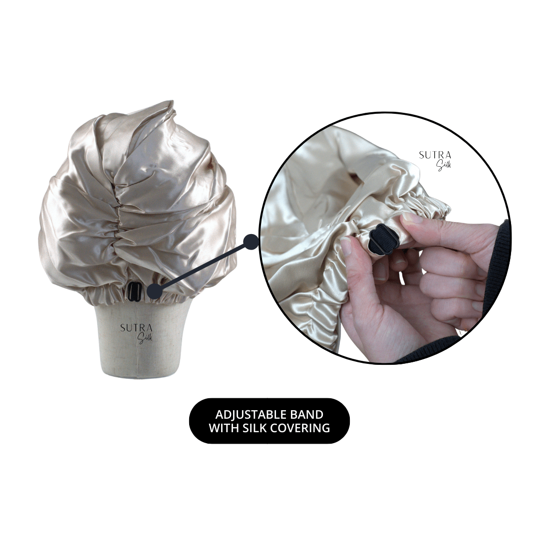 Double Sided Silk Bonnet with Adjustable Band - Sutra Silk